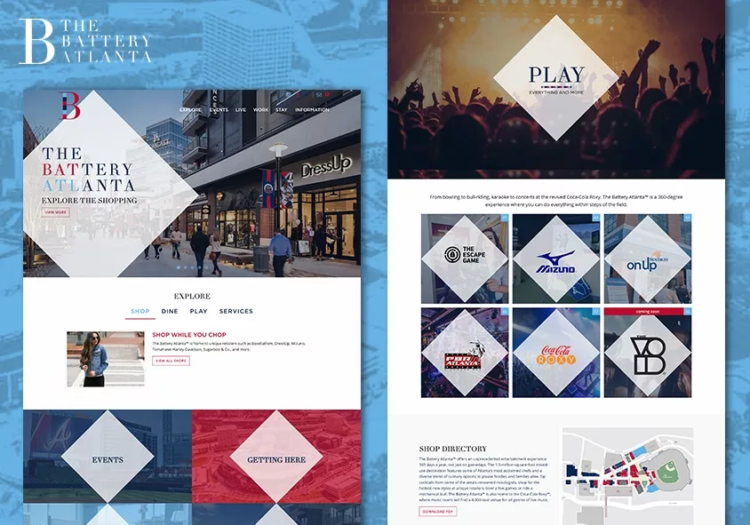 The Battery Atlanta website design and development project screenshots